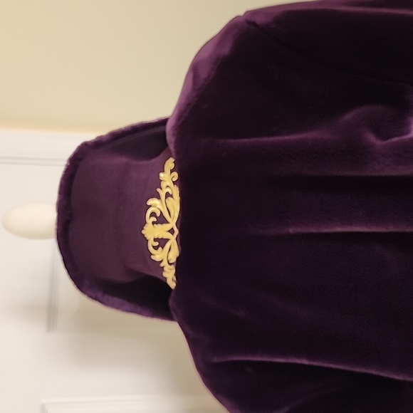 Rare! St John Gold Zip Bomber Jacket Violet Faux Fur Embroidered Collar S - Picture 5 of 14